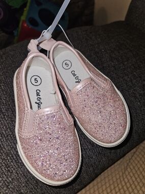 Cat & Jack Pink Glitter Slip-On Sneakers